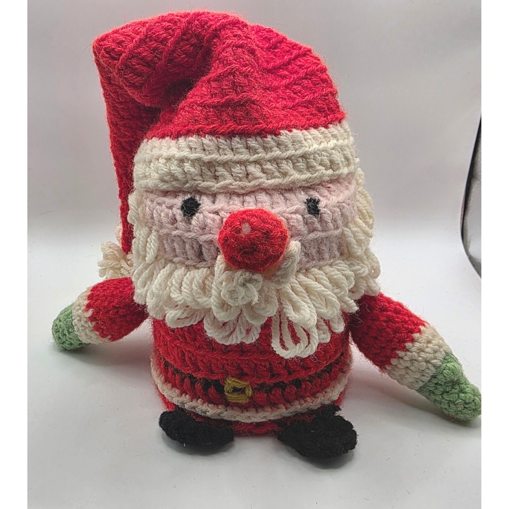 Vintage Handmade Crochet Santa Claus Toilet Paper Cover Plush Amigurumi Red 8.5